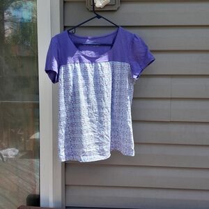 Van Huesen Purple and White Women's Top MEDIUM